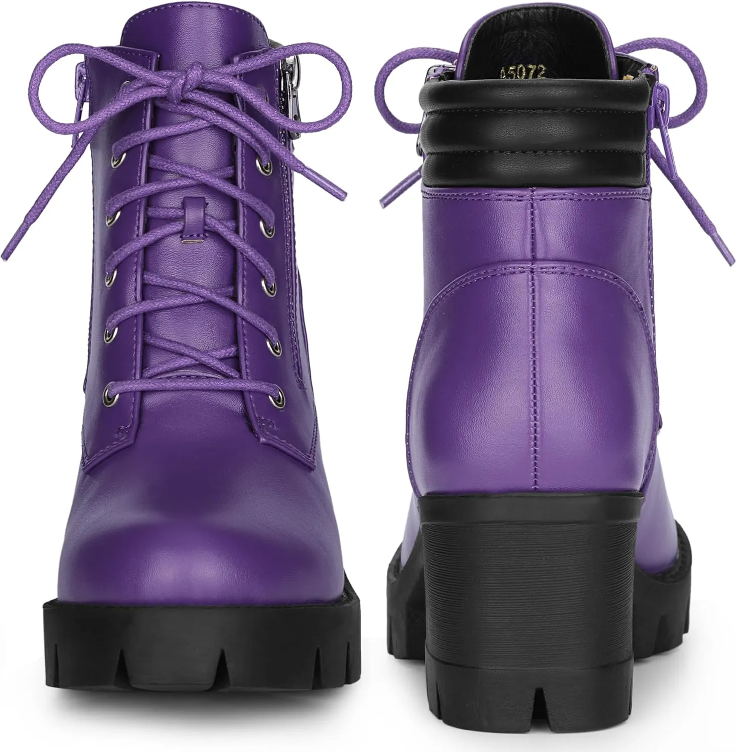 Perphy Platform Ankle Boots Lace Up Chunky Heel Combat Boots for Women
