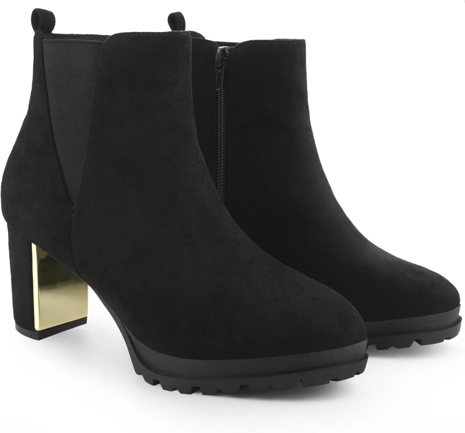 Perphy Platform Chelsea Boot Round Toe Chunky Heels Ankle Boots for Women