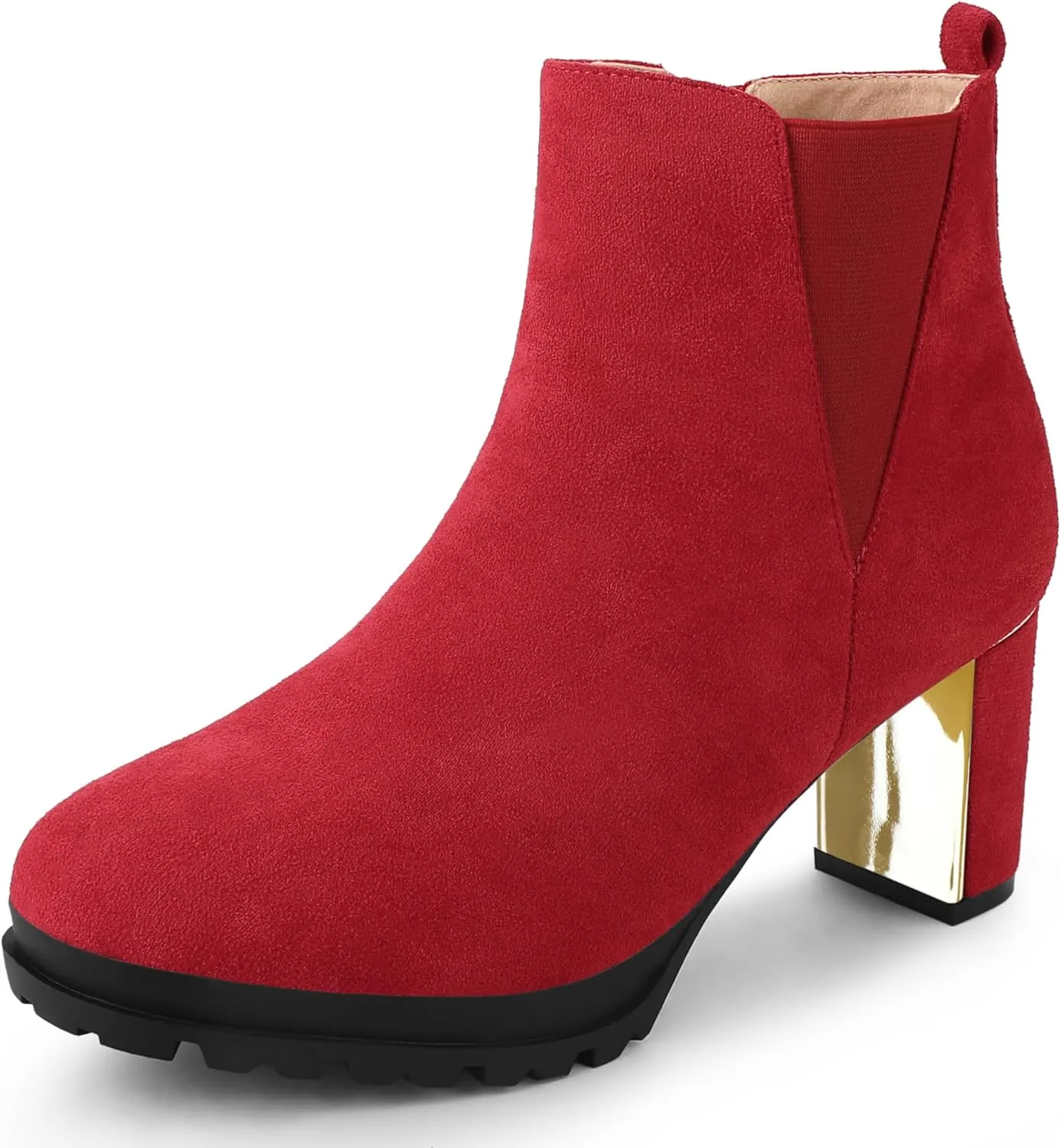 Perphy Platform Chelsea Boot Round Toe Chunky Heels Ankle Boots for Women