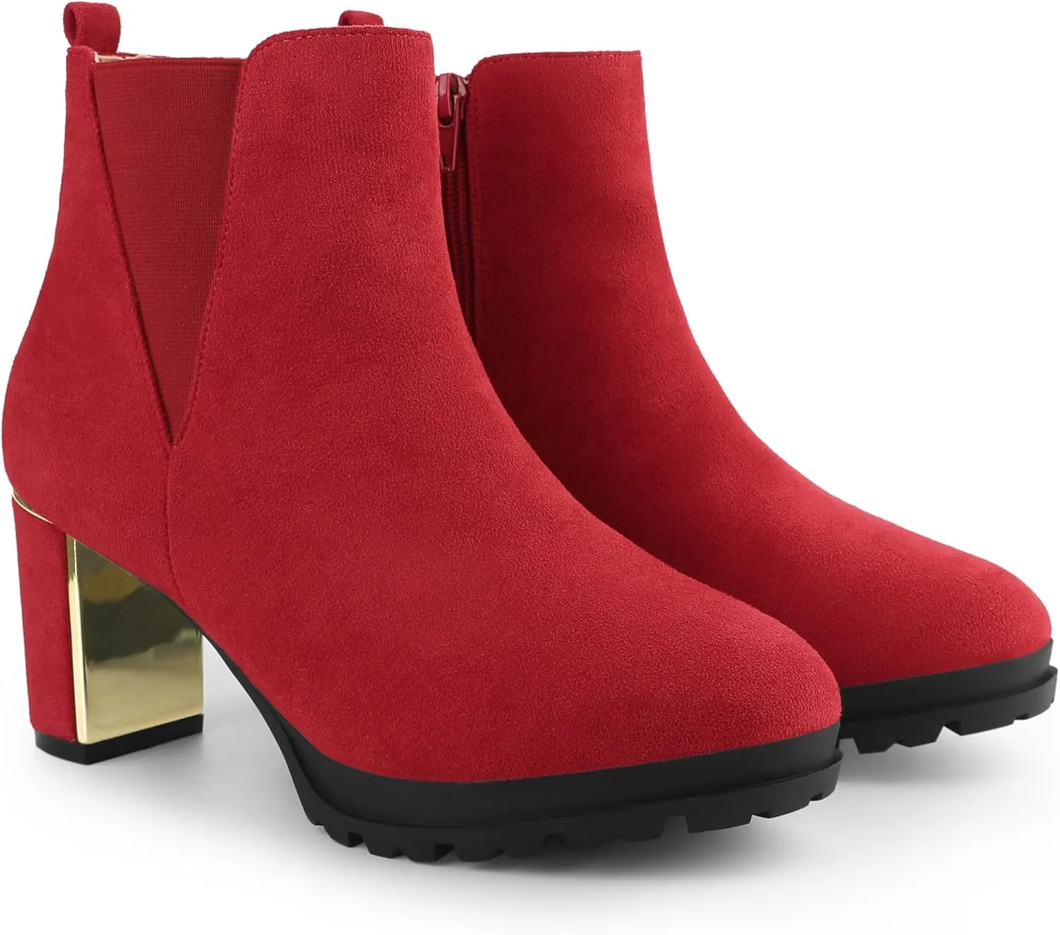 Perphy Platform Chelsea Boot Round Toe Chunky Heels Ankle Boots for Women