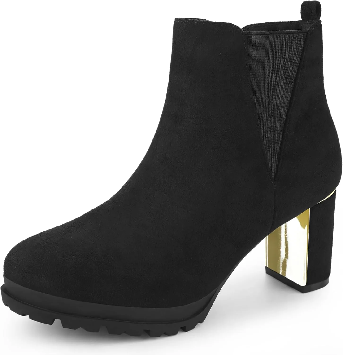 Perphy Platform Chelsea Boot Round Toe Chunky Heels Ankle Boots for Women