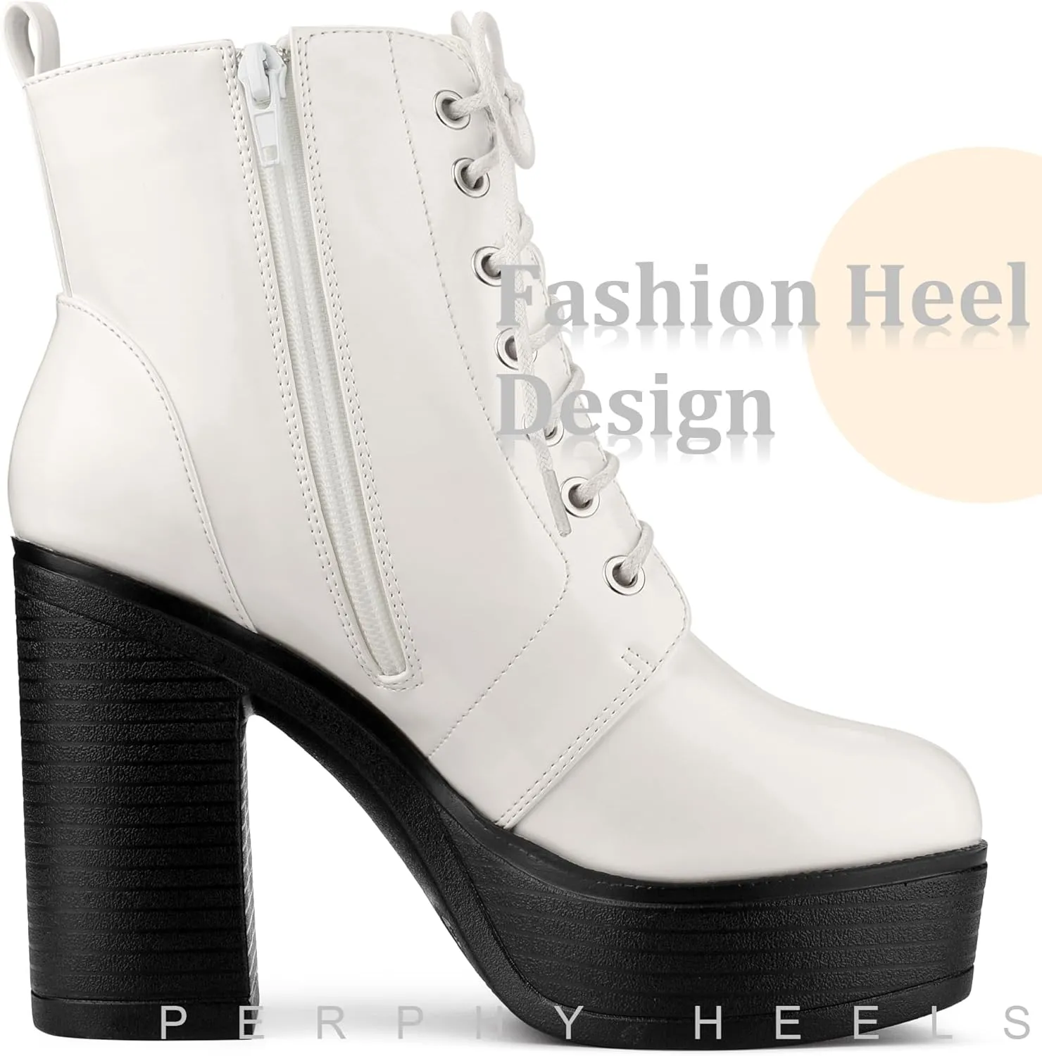 Perphy Platform Lace Up Chunky Heel Western Combat Boots for Women