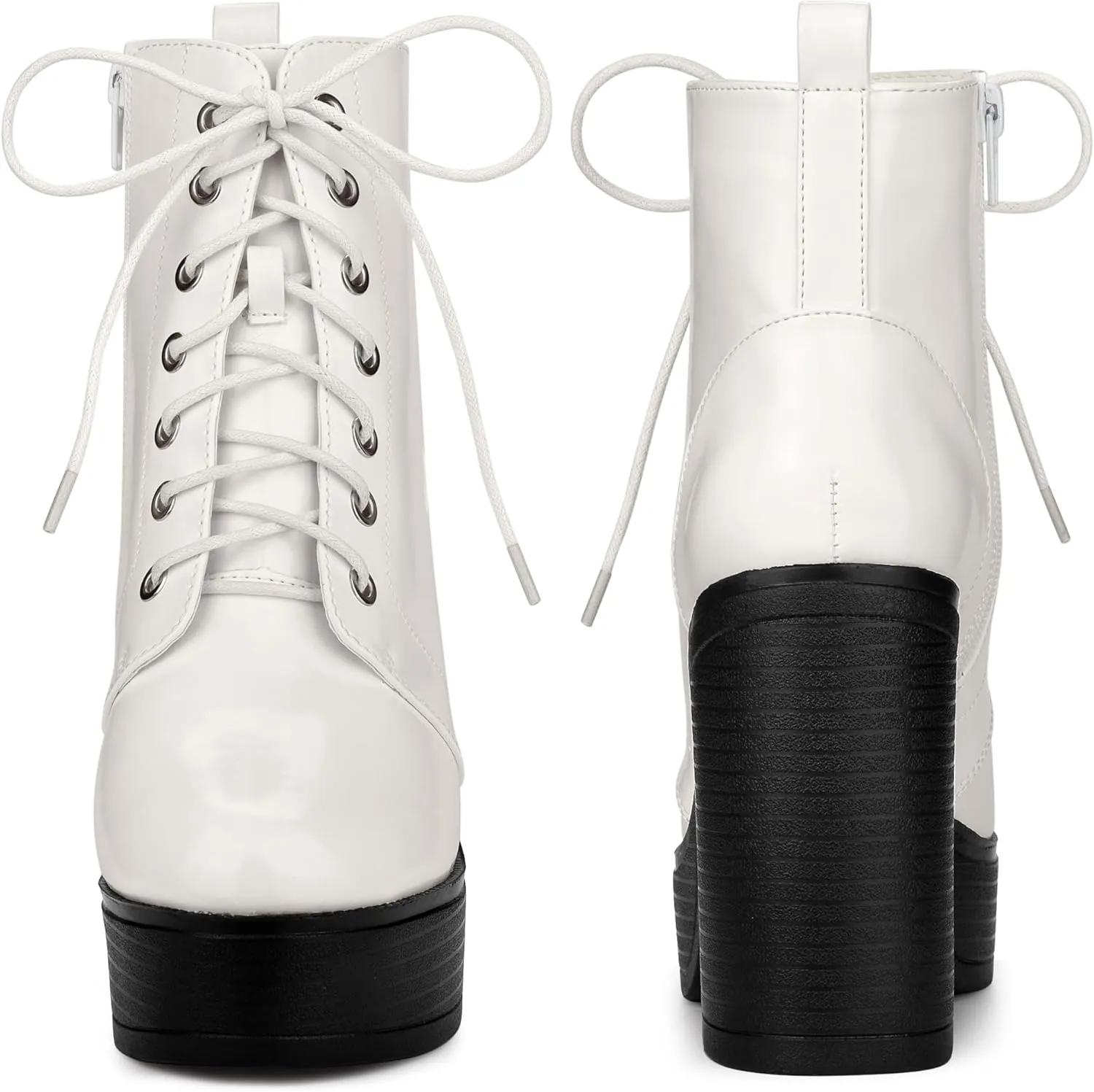 Perphy Platform Lace Up Chunky Heel Western Combat Boots for Women