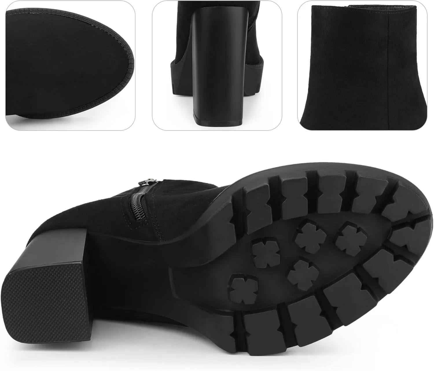 Perphy Platform Lug Sole Chunky Heels Chelsea Ankle Boots for Women