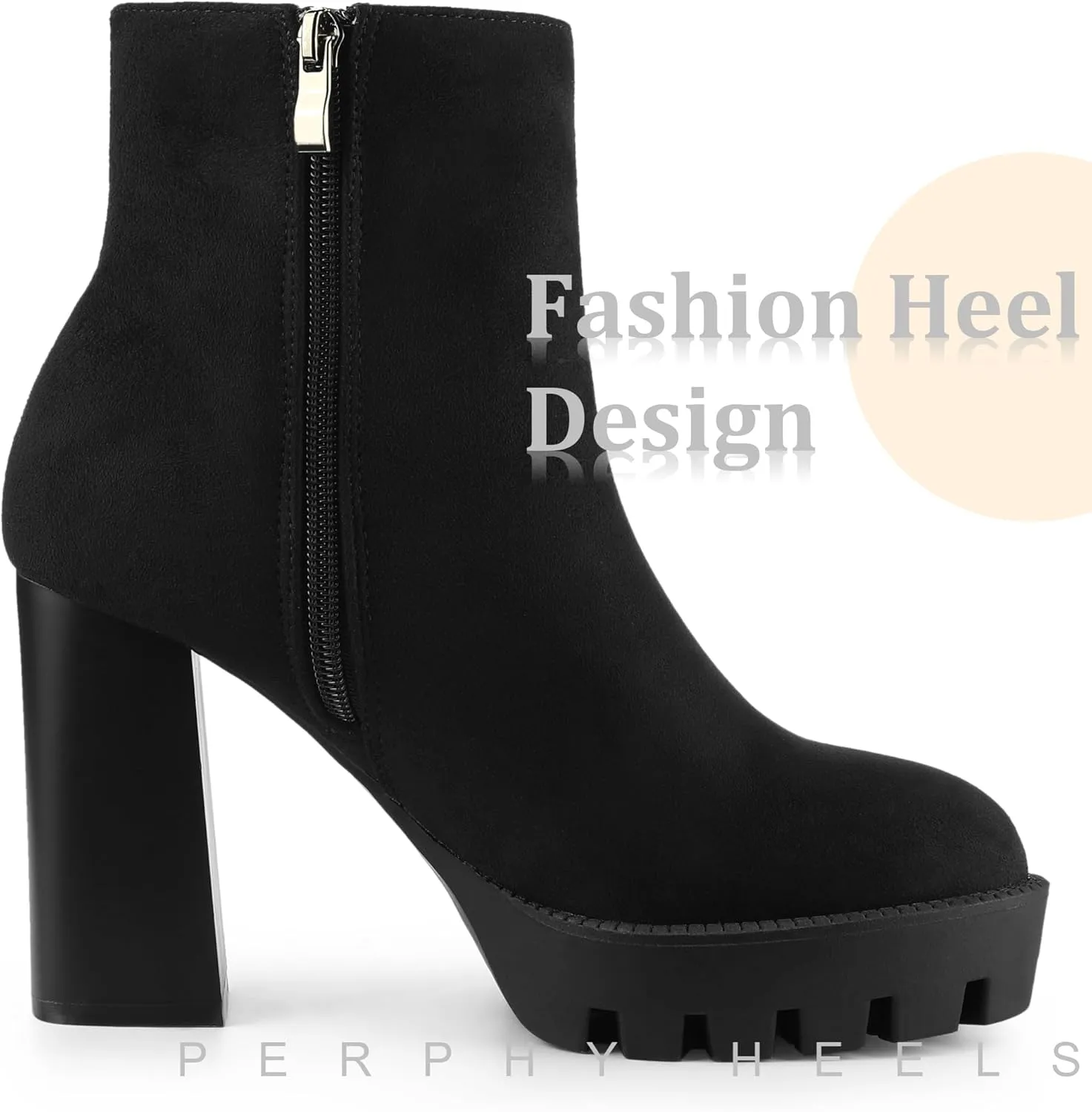 Perphy Platform Lug Sole Chunky Heels Chelsea Ankle Boots for Women