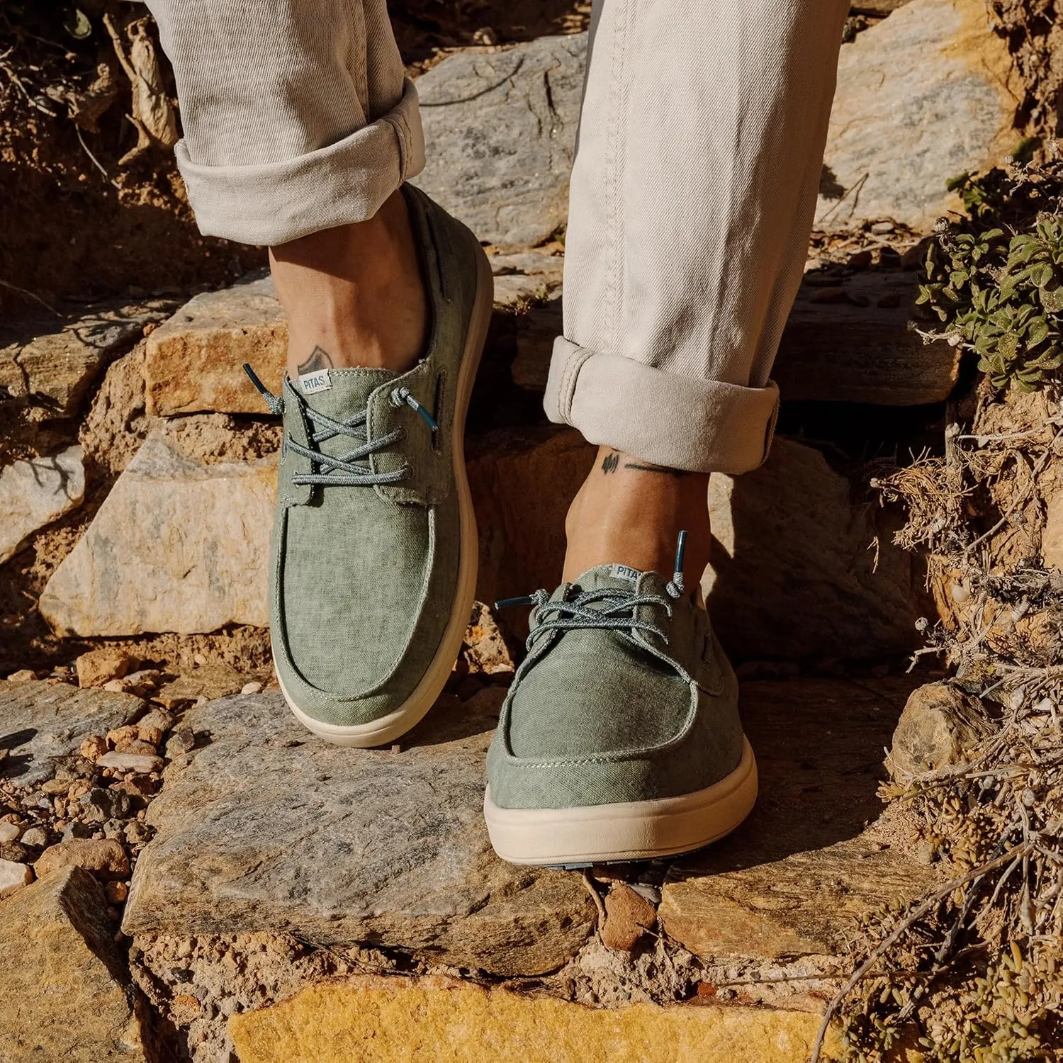 PITAS Maui Flax Slip-On Shoes for Men | Casual Summer Men’s Moccasin | Everyday Wear Loafers | Blue