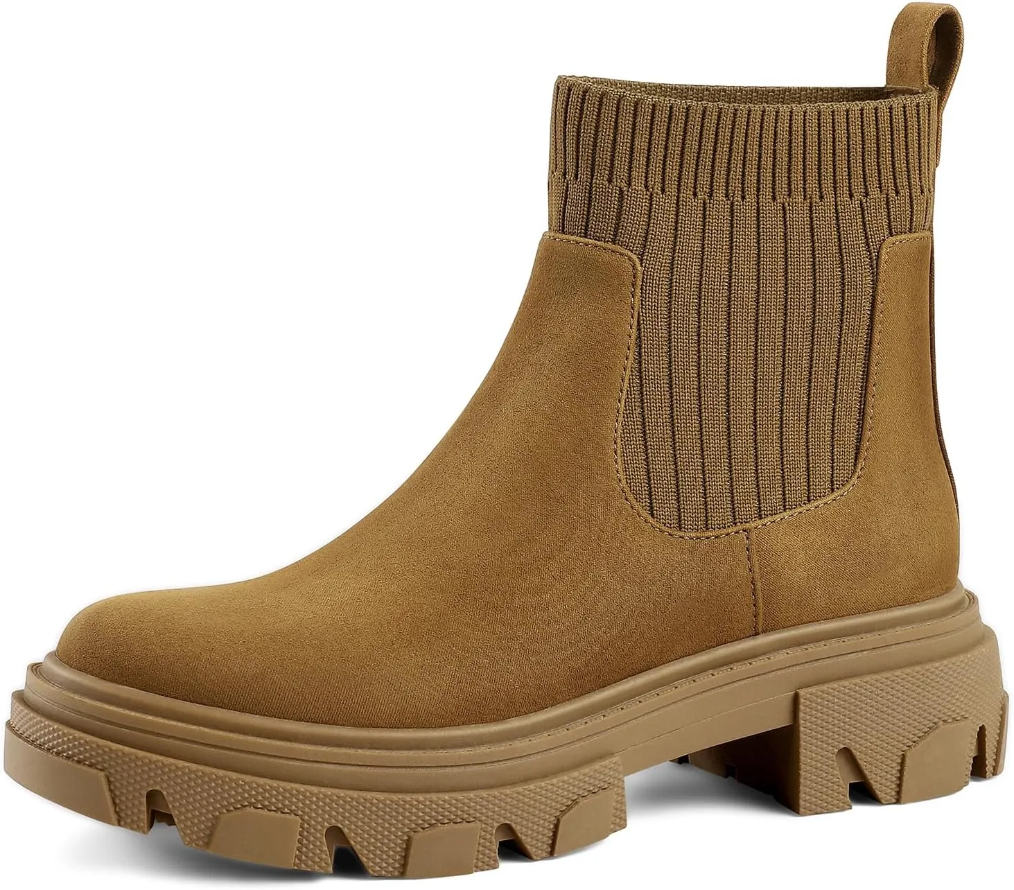 PIZZ ANNU Women's ClEARY Fashion Chelsea Boots Platform Lug Sole Combat Casual Elastic Chunky Heel Ankle Booties Shoes