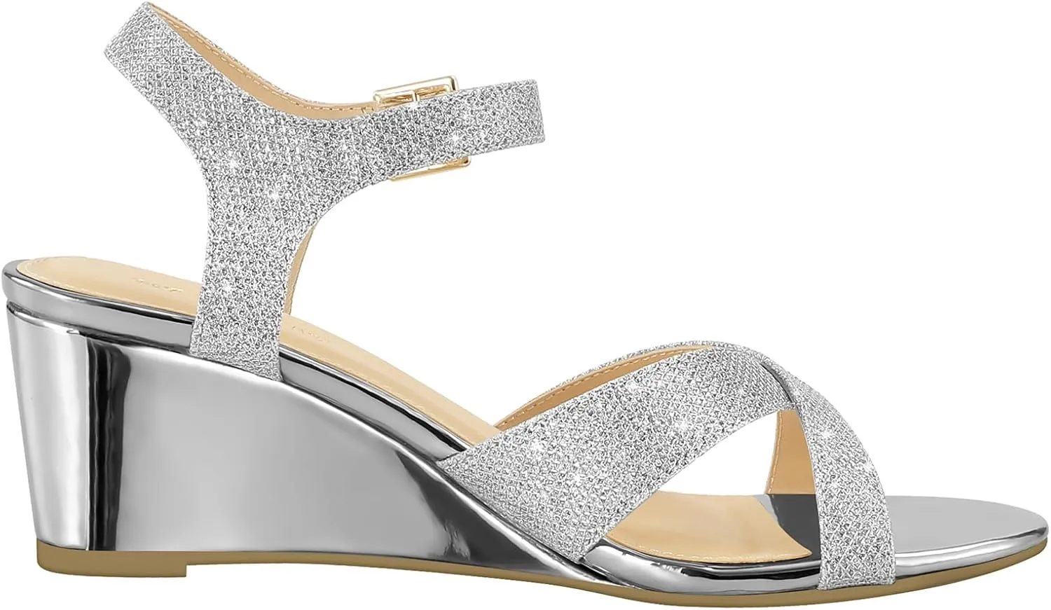 PIZZ ANNU Women's Wendy Low Wedge Sandals Ankle Strap Espadrille Open Toe Casual Summer Women Wedge Heels Shoes