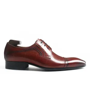 Plaid Print Cap Toe Derby Shoes