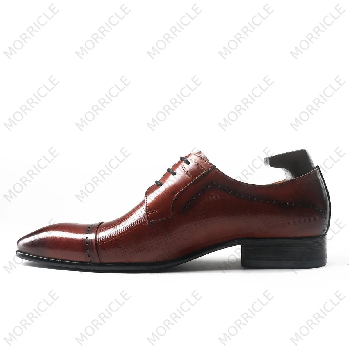 Plaid Print Cap Toe Derby Shoes