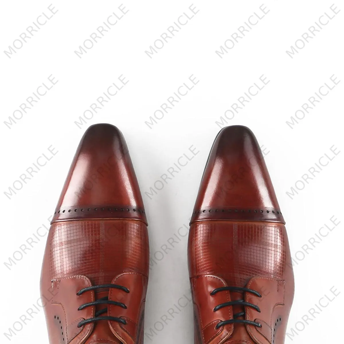 Plaid Print Cap Toe Derby Shoes