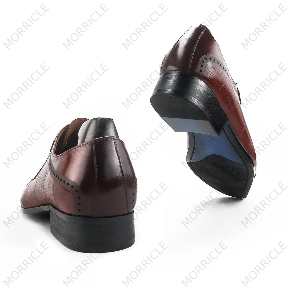 Plaid Print Cap Toe Derby Shoes