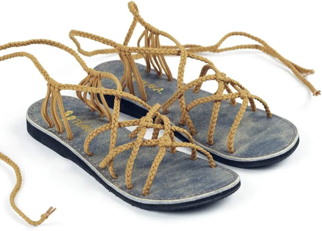 Plaka Flat Gladiator Sandals for Women Sahara