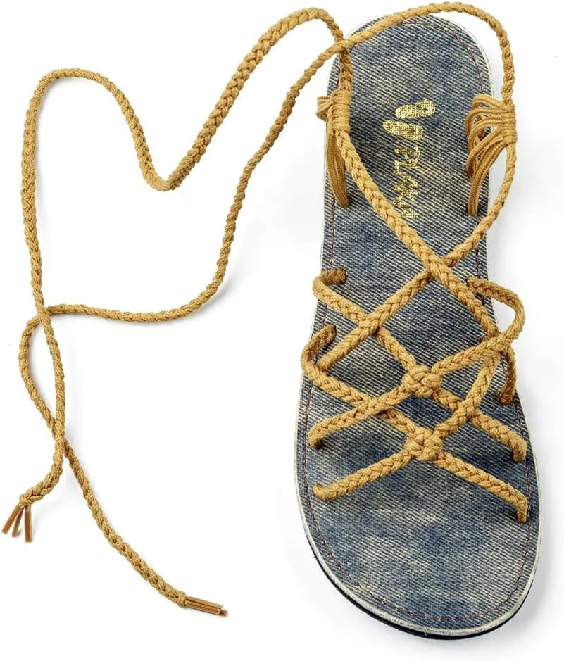 Plaka Flat Gladiator Sandals for Women Sahara