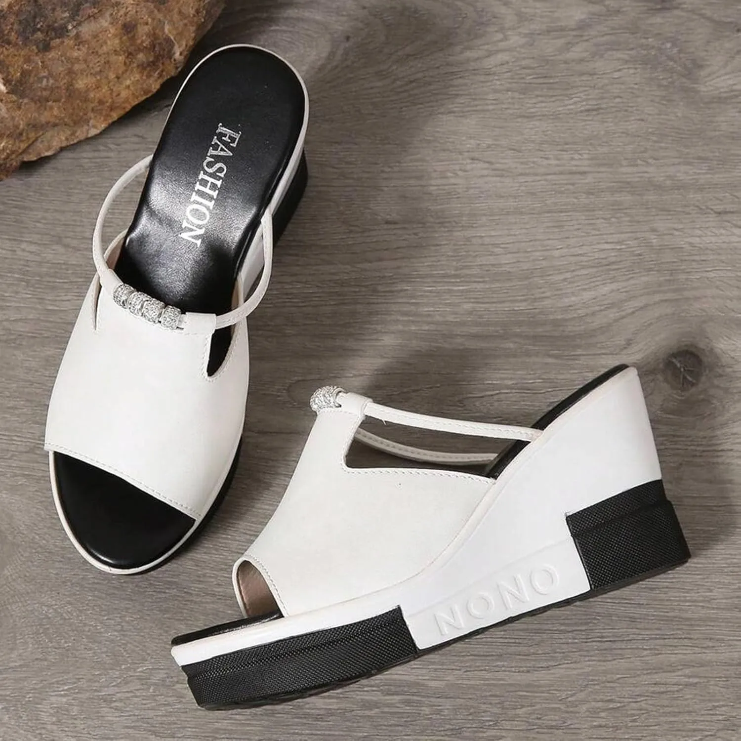 Platform Sandals Women Open Toe Color Block Comfort Wedge Sandals Summer Trendy Thick Sole Platform Shoes