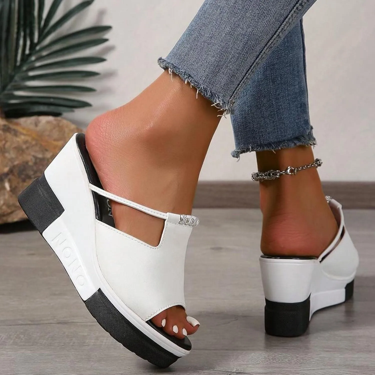 Platform Sandals Women Open Toe Color Block Comfort Wedge Sandals Summer Trendy Thick Sole Platform Shoes