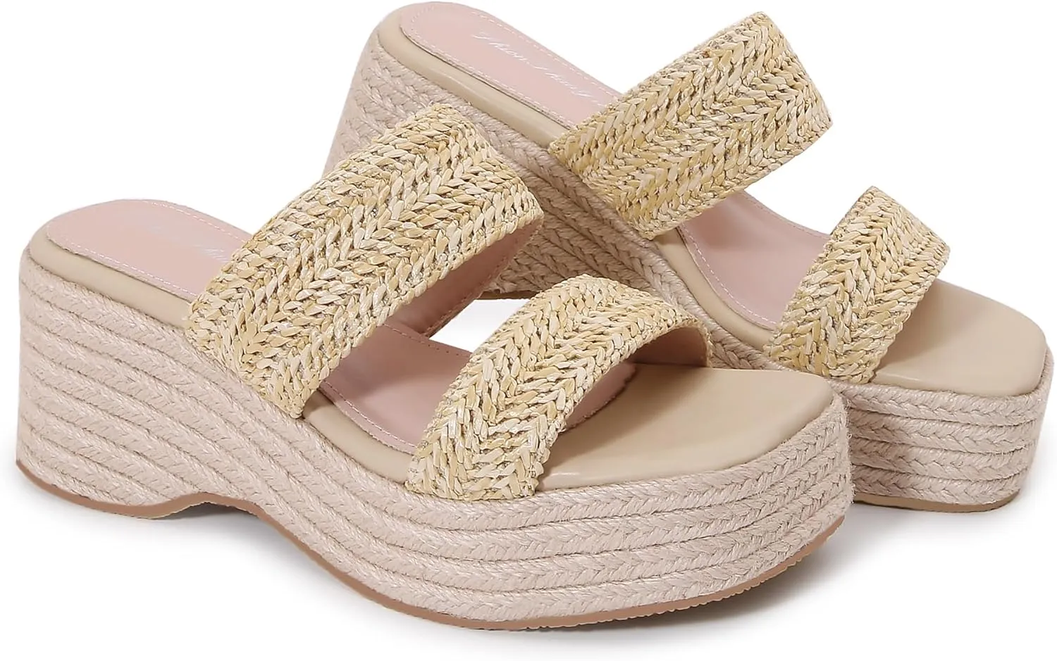 Platform Slip on Espadrille Sandals for Women Clear Strap Stylish Wedges Slides Sandals Dressy Platform Open Toe Beach Sandals