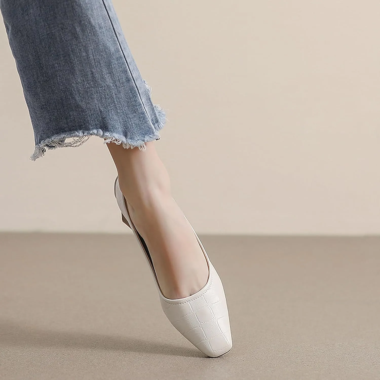Pointed Toe Women’s Slip-On Shoes Thick Heels Soft Sole Leather Shallow Opening Pumps Dress Practical Clubbing Work Office Party Wedding Courts Comfort