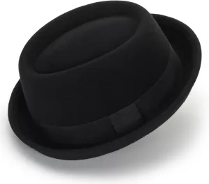 Pokie-Pie Bowler Derby Wool Roll-Brim Hat - Classic Trilby Fedora Hat for Men Women Size:M