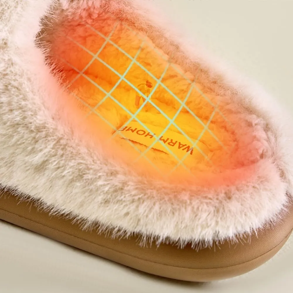 Premium Comfort Thermal Cute Small Bows Fleece Non Slip Women's Fuzzy House Slippers Indoor Soft Warm Kawaii Home Shoes