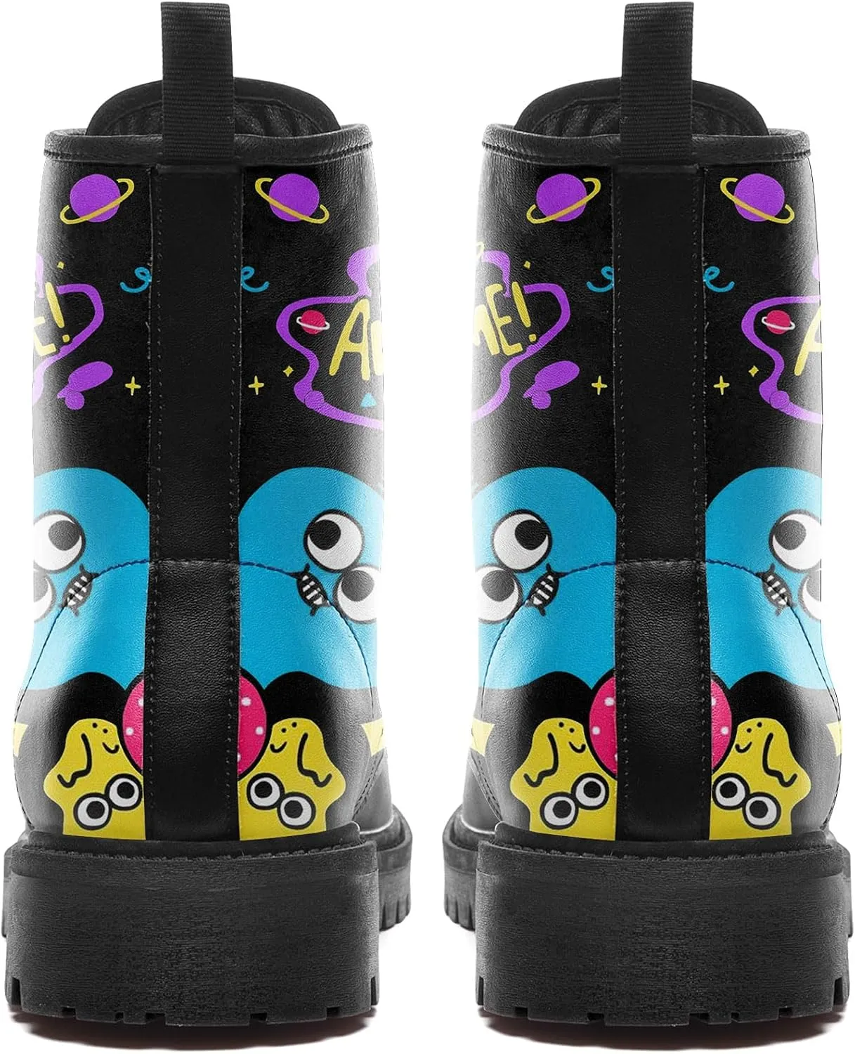 Punk Combat Boots, Stylish Motorcycle Booties for Men & Women, Waterproof Work Boot with Artistic Design