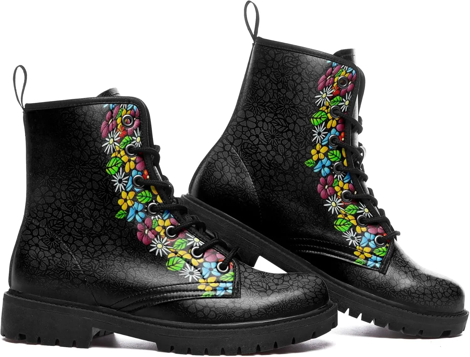 Punk Combat Boots, Stylish Motorcycle Booties for Men & Women, Waterproof Work Boot with Artistic Design