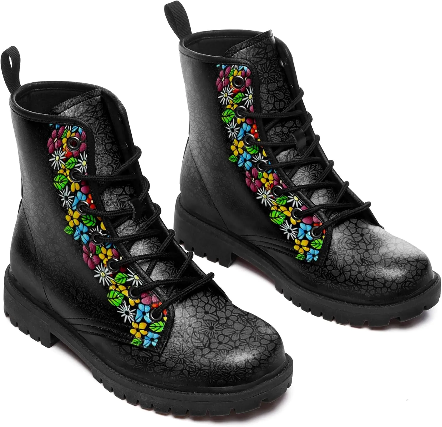 Punk Combat Boots, Stylish Motorcycle Booties for Men & Women, Waterproof Work Boot with Artistic Design