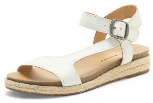 Quick resolution Sandals Lucky Wedge Ankle Espadrille Brand Gabrien Flat White Suede Specially designed Leather