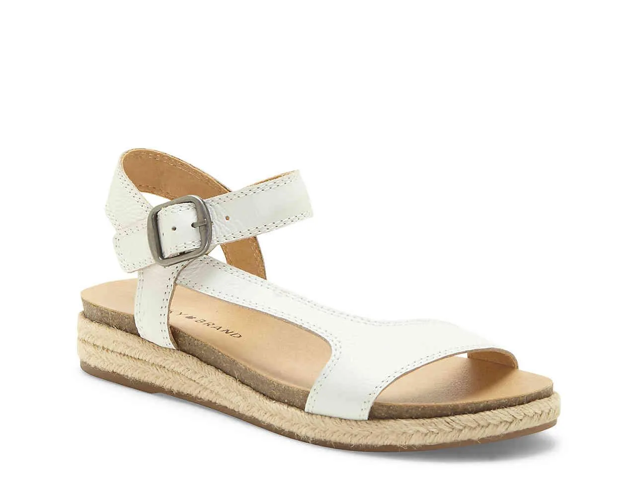 Quick resolution Sandals Lucky Wedge Ankle Espadrille Brand Gabrien Flat White Suede Specially designed Leather