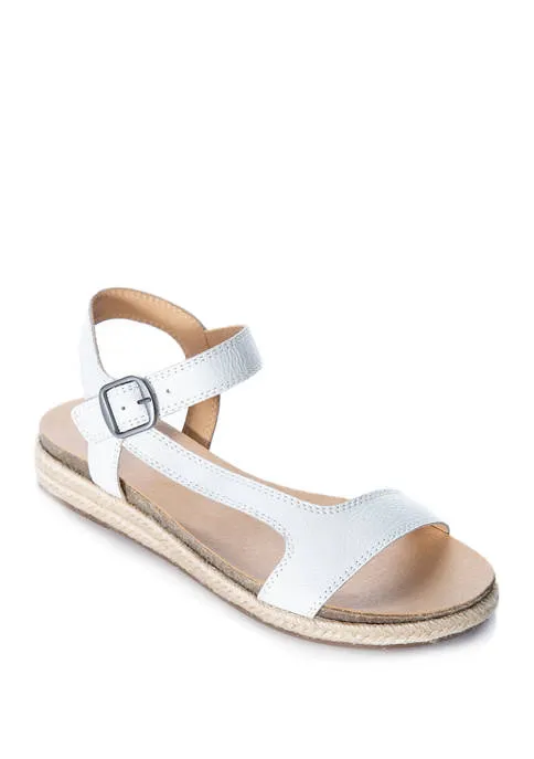 Quick resolution Sandals Lucky Wedge Ankle Espadrille Brand Gabrien Flat White Suede Specially designed Leather