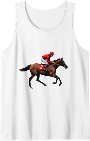 Race Horse and Rider in Red Tank Top