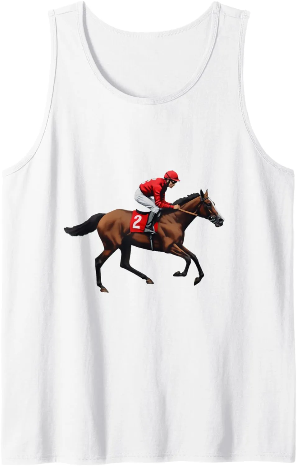 Race Horse and Rider in Red Tank Top