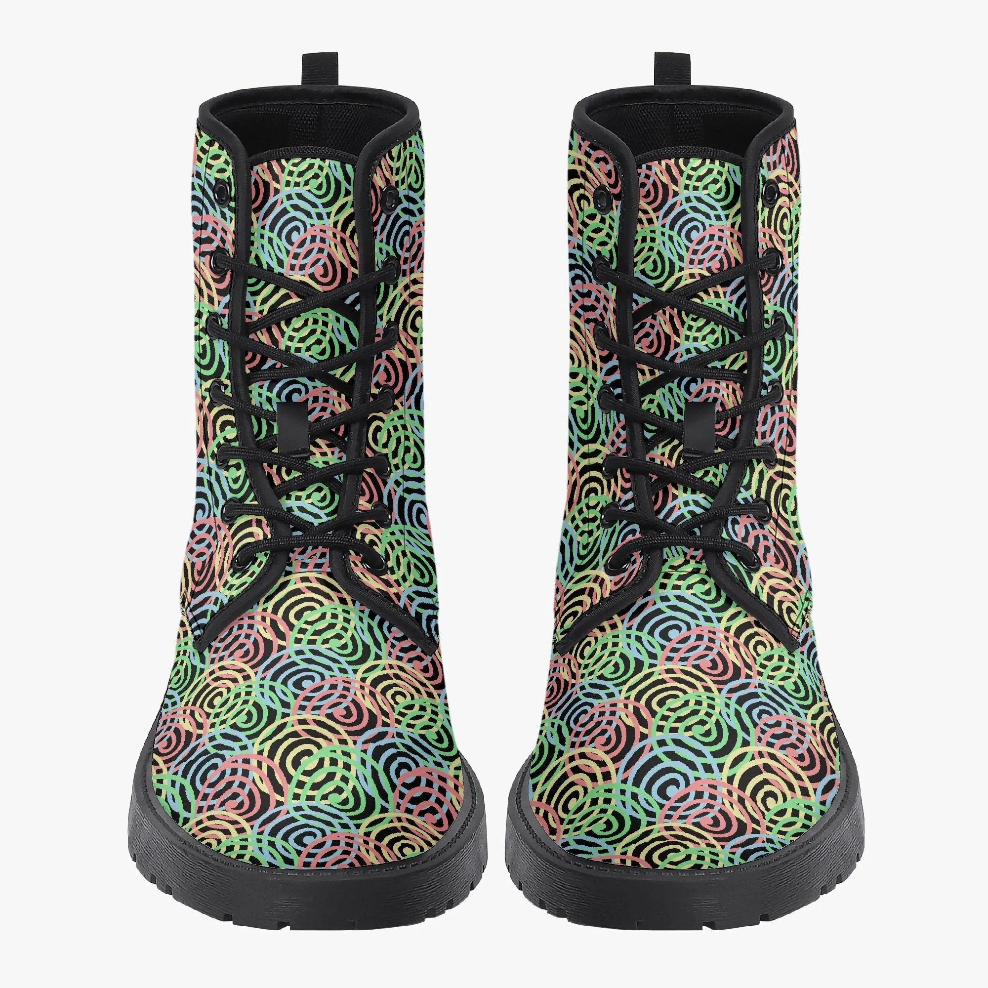 Rainbow Circles Combat Boots