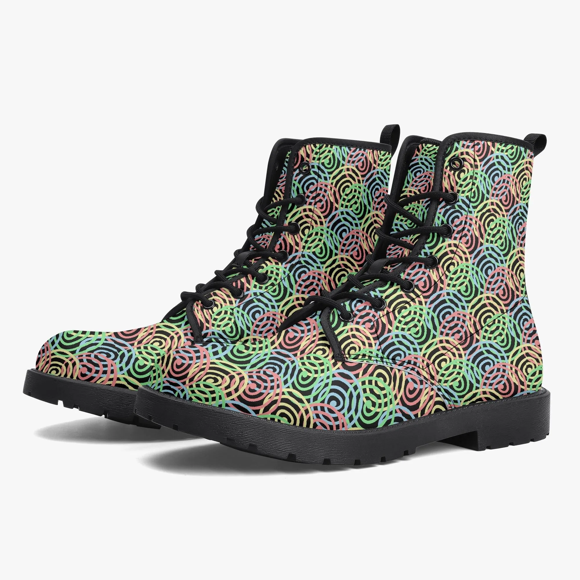 Rainbow Circles Combat Boots
