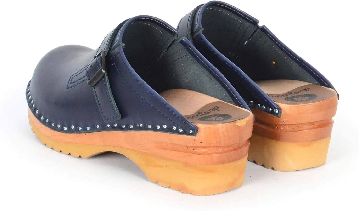 Raphael Bastad Leather Slip On Closed Toe Non Slip Womens Wooden Swedish