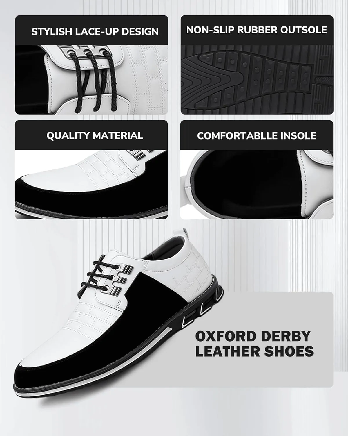 Recyphi Men’s Oxford Derby Orthopedic Leather Shoes Formal Luxury Business Dress Shoes Lace-up Walking Driving Loafers Dress Sneakers