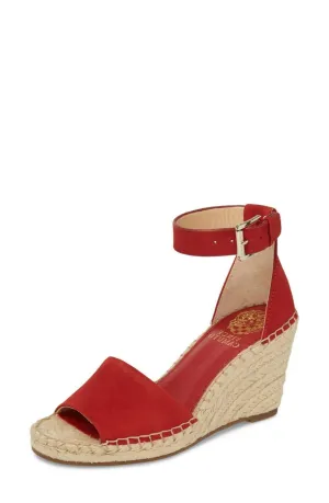RED Leather VIP-only deal Rich collection Maaza Strap Vince CHERRY Ankle Sandals Wedge Camuto Espadrille