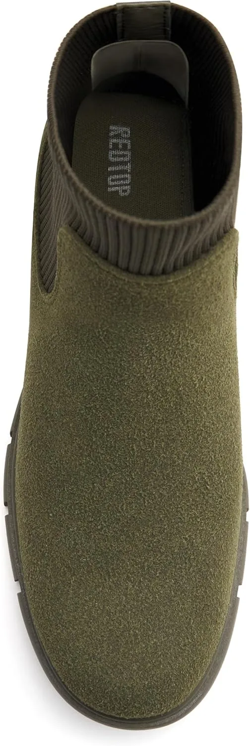 REDTOP Women's Elastic Chelsea Boots Chunky Block Heel Platform Lug Sole Ankle Booties