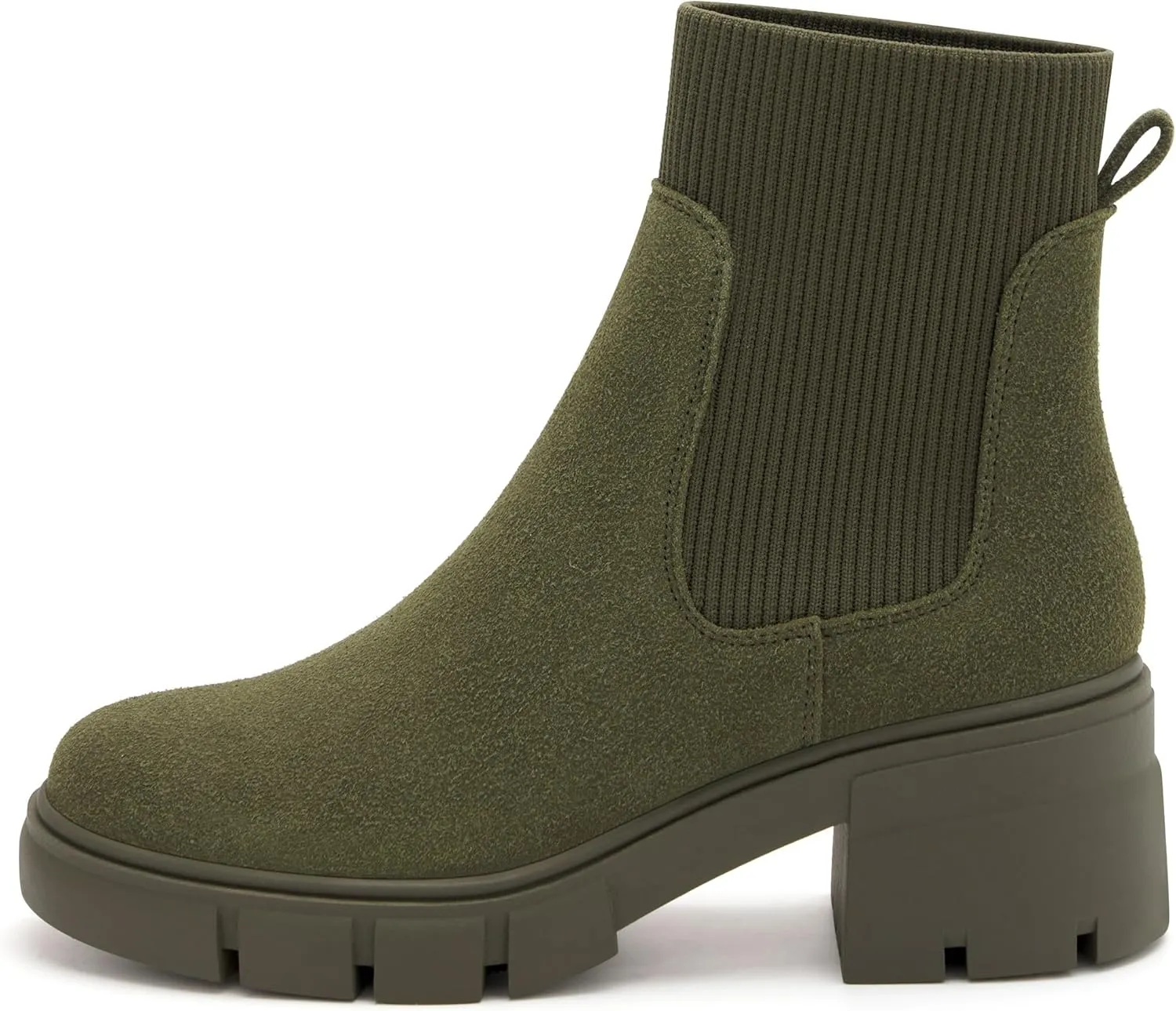 REDTOP Women's Elastic Chelsea Boots Chunky Block Heel Platform Lug Sole Ankle Booties