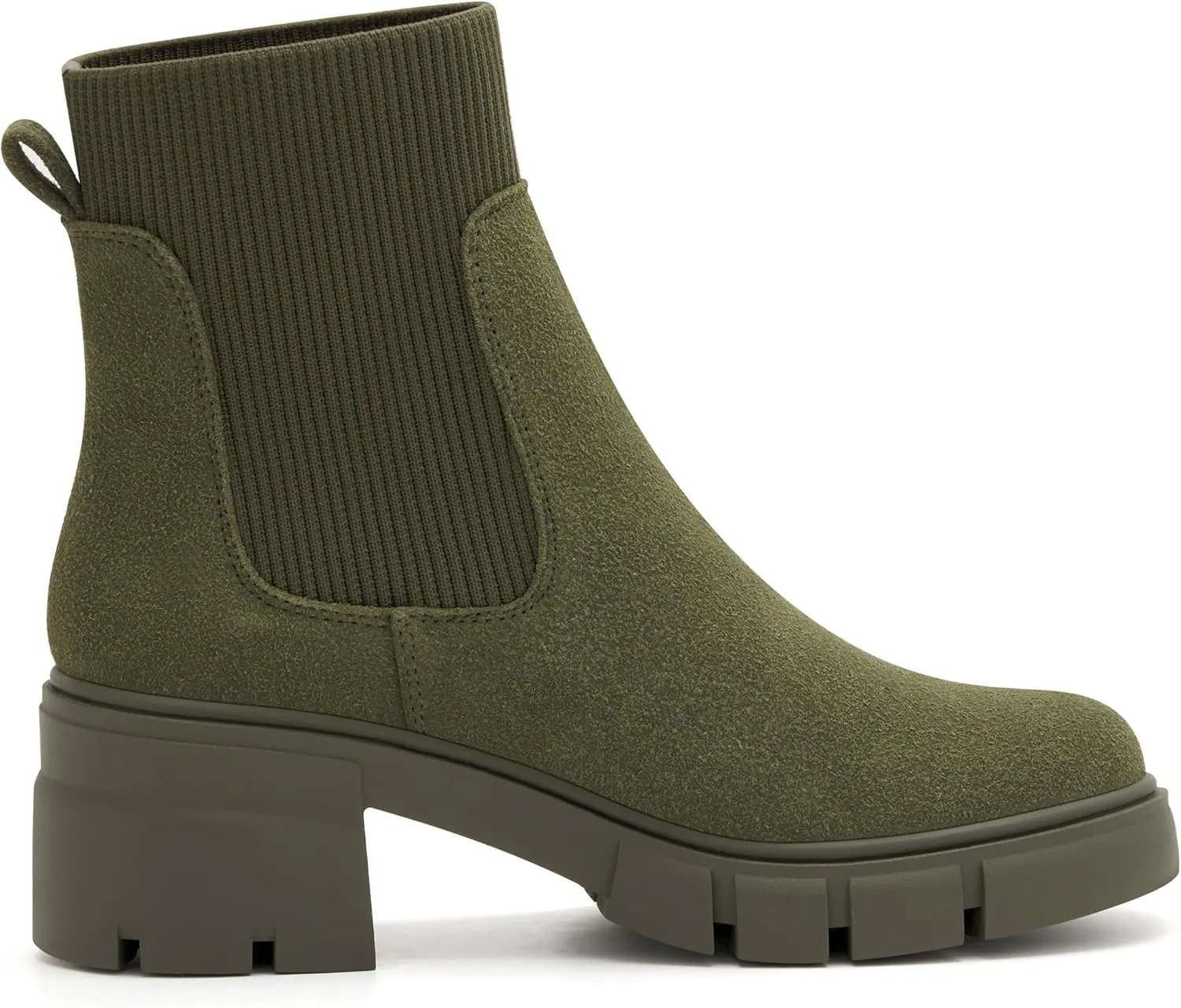 REDTOP Women's Elastic Chelsea Boots Chunky Block Heel Platform Lug Sole Ankle Booties