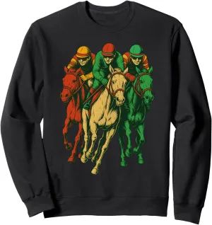 Retro Horse Racing Outfit Dynamic Race Scene Derby Riders Sweatshirt