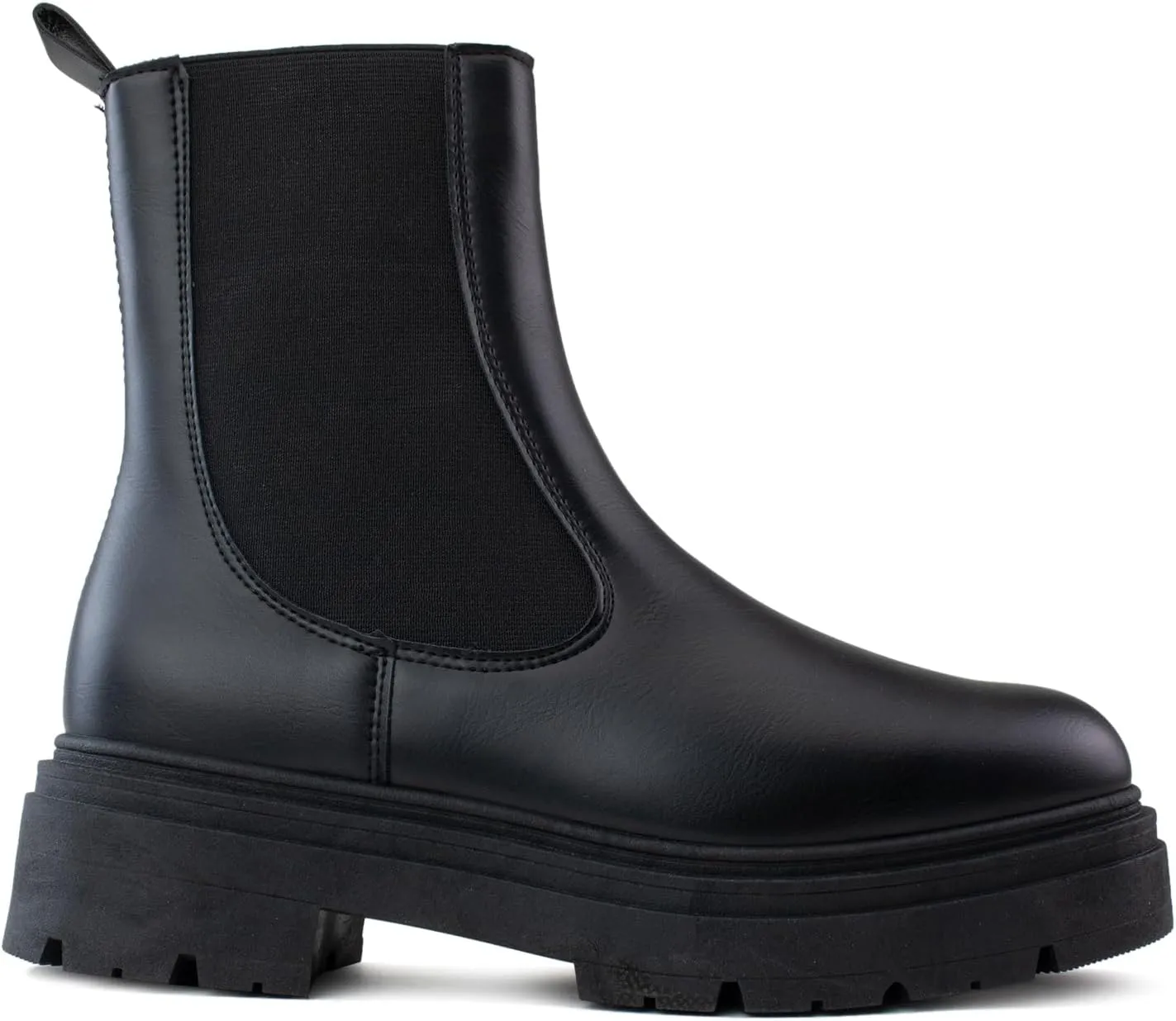 RF ROOM OF FASHION Women's Elastic Panel Lugged Sole Chunky Heel Chelsea Boots