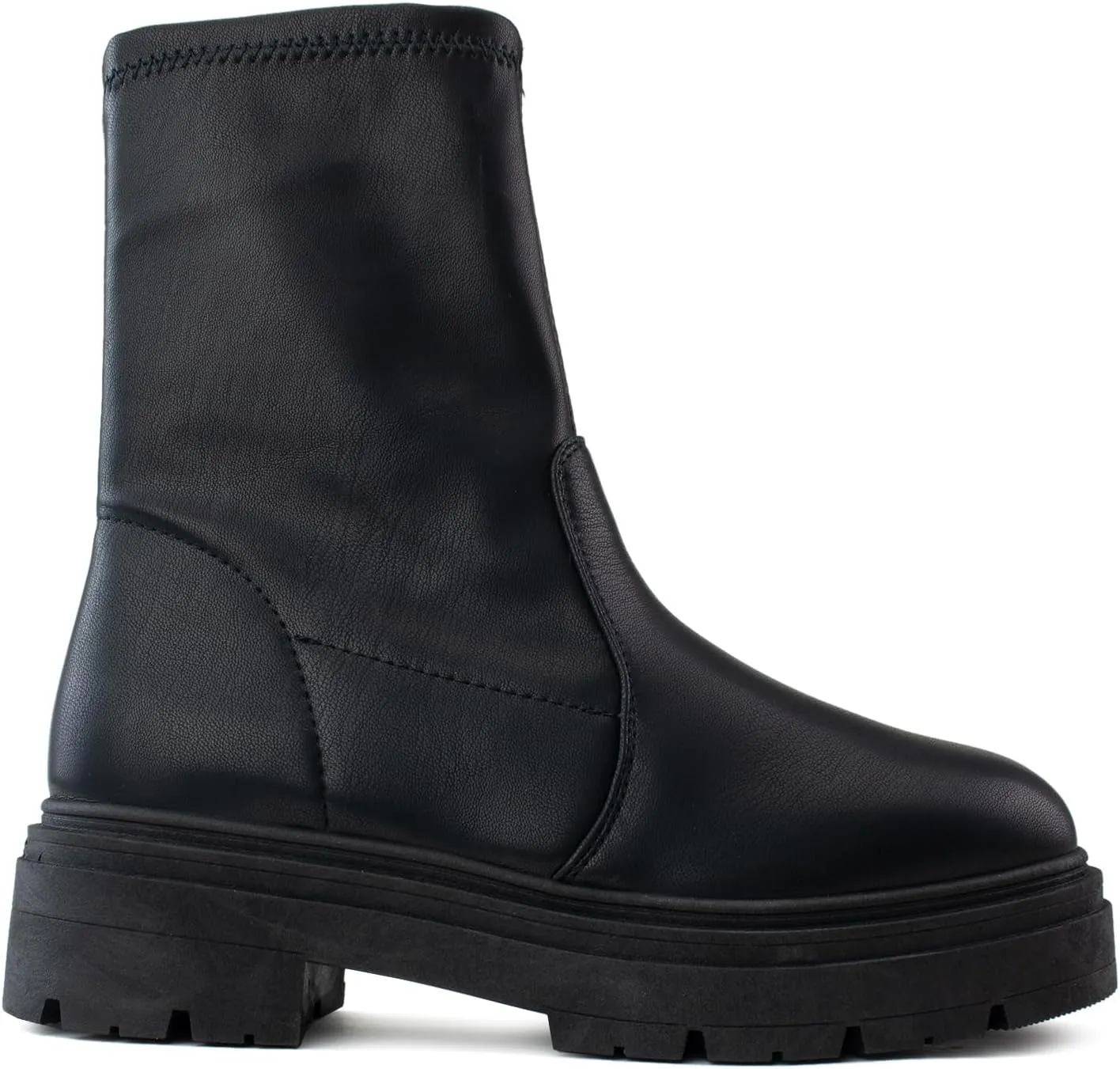 RF ROOM OF FASHION Women's Elastic Panel Lugged Sole Chunky Heel Chelsea Boots