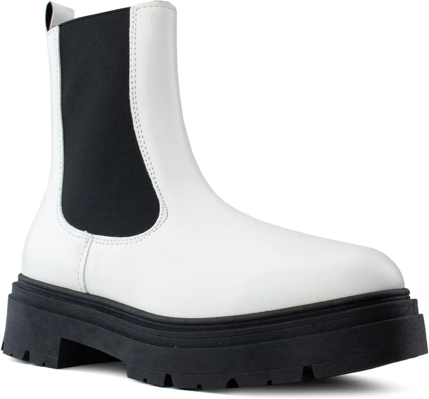 RF ROOM OF FASHION Women's Elastic Panel Lugged Sole Chunky Heel Chelsea Boots