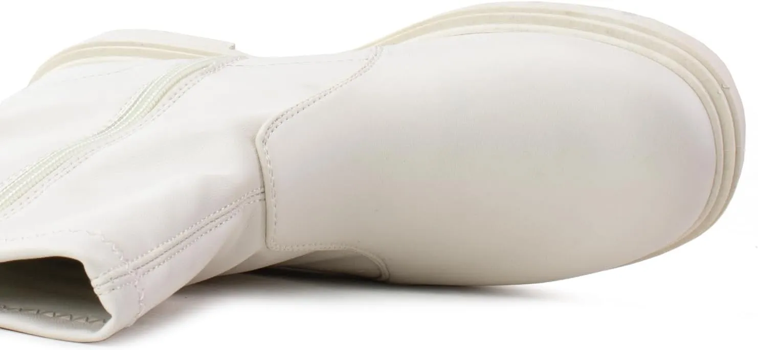 RF ROOM OF FASHION Women's Elastic Panel Lugged Sole Chunky Heel Chelsea Boots