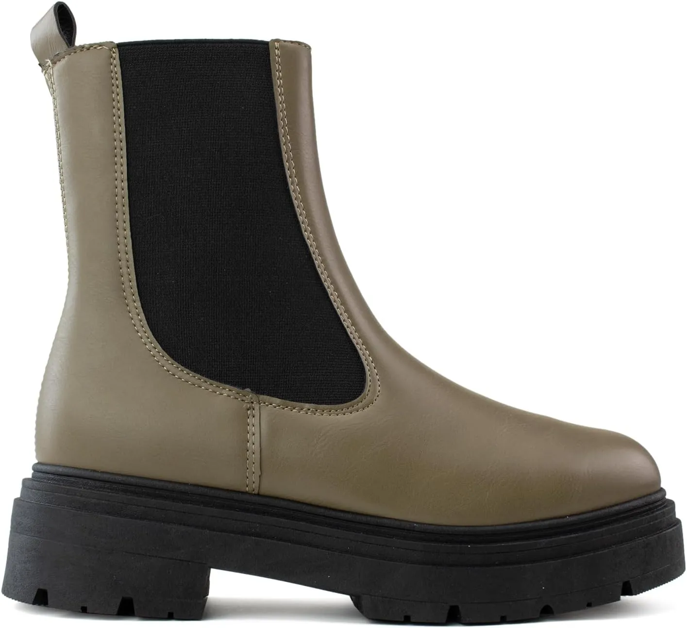 RF ROOM OF FASHION Women's Elastic Panel Lugged Sole Chunky Heel Chelsea Boots
