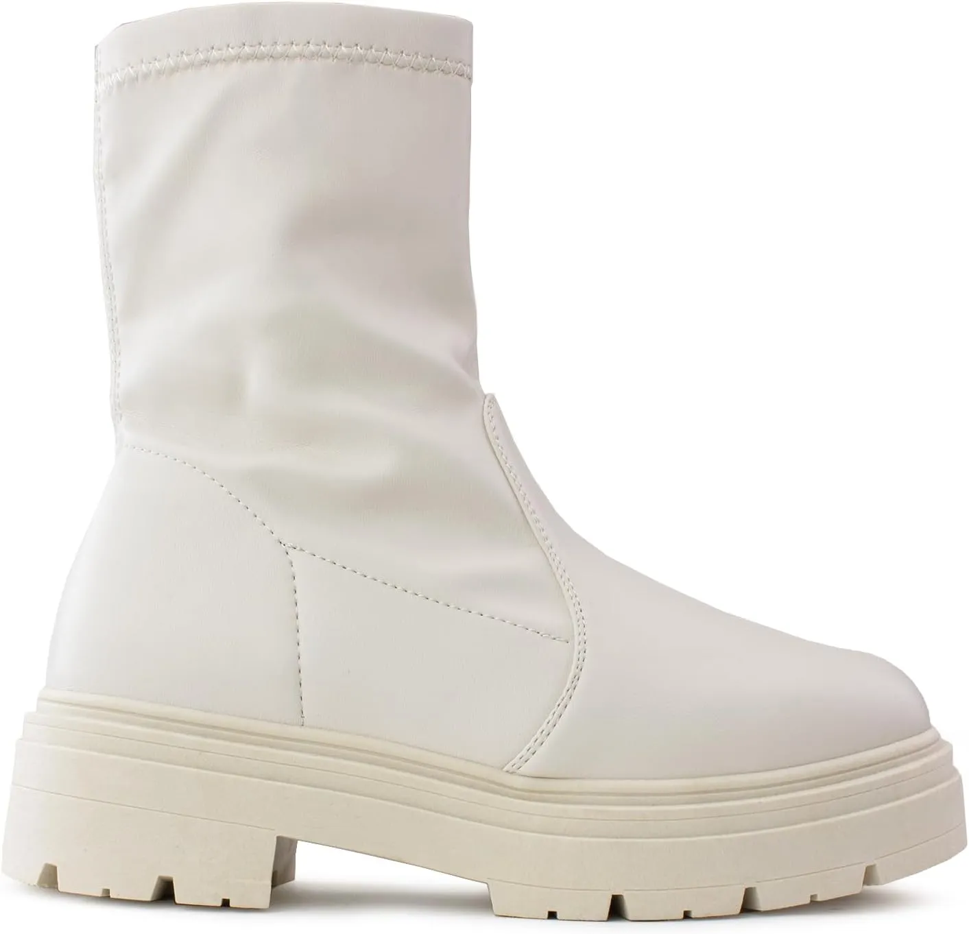 RF ROOM OF FASHION Women's Elastic Panel Lugged Sole Chunky Heel Chelsea Boots