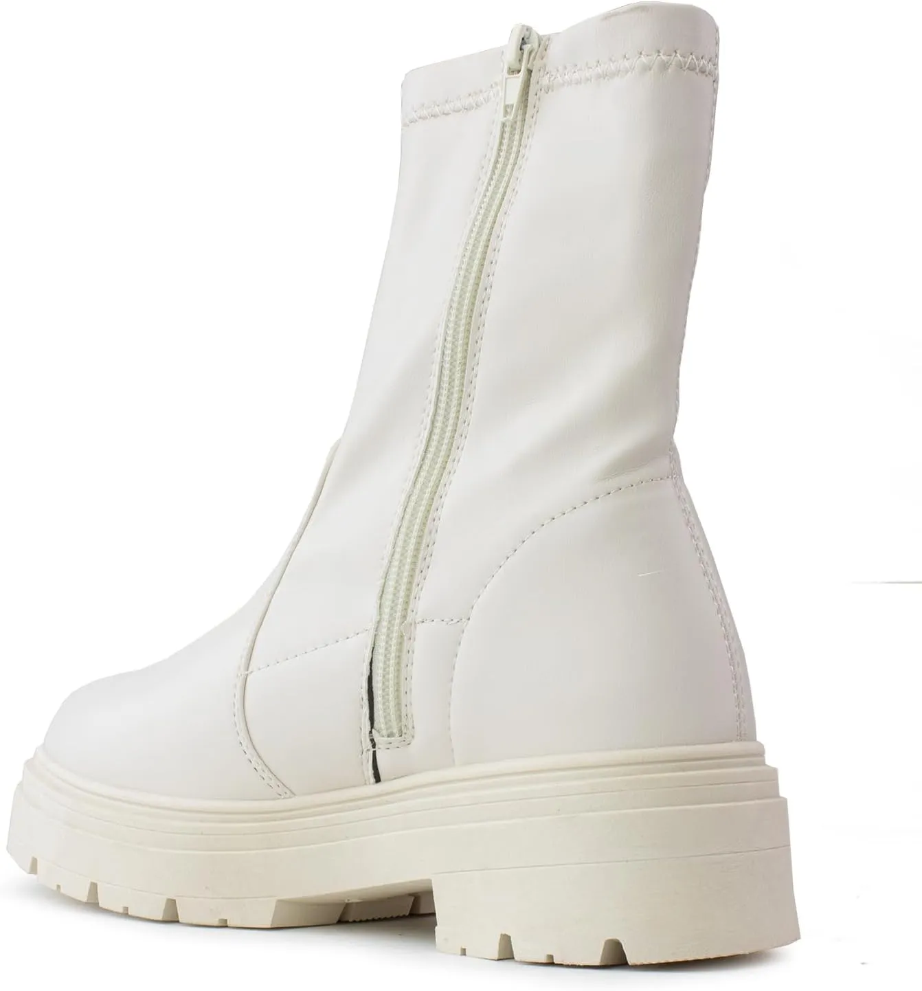 RF ROOM OF FASHION Women's Elastic Panel Lugged Sole Chunky Heel Chelsea Boots