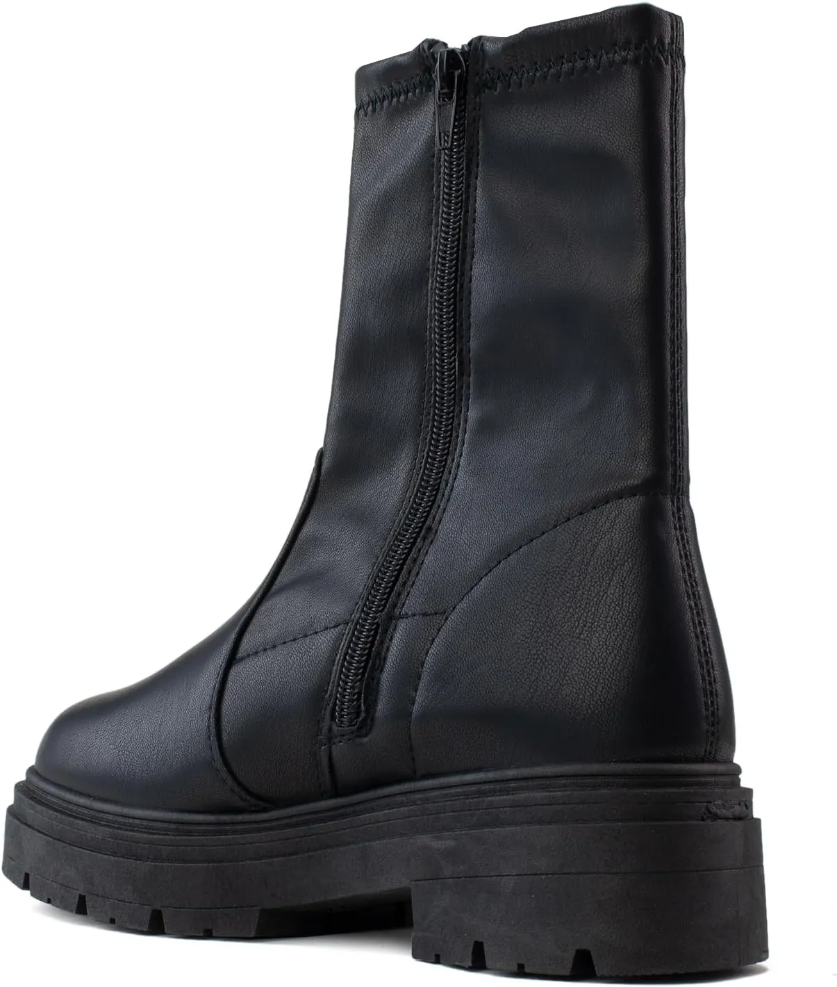 RF ROOM OF FASHION Women's Elastic Panel Lugged Sole Chunky Heel Chelsea Boots