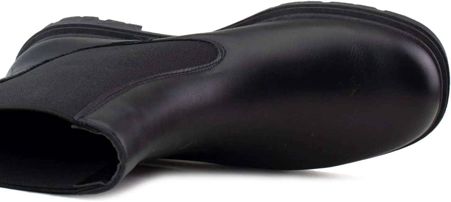 RF ROOM OF FASHION Women's Elastic Panel Lugged Sole Chunky Heel Chelsea Boots